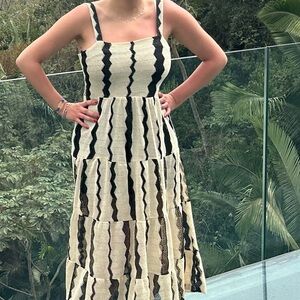 Zara Black and Cream Striped Dress